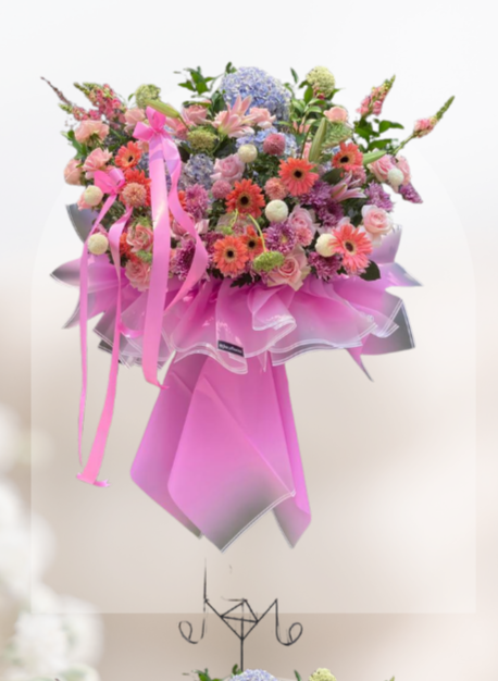 Sf#42 — Hydrangea, Rose, Lily, Gerbera, Aimajus, Pomp, Gompi Flower Standing Flower