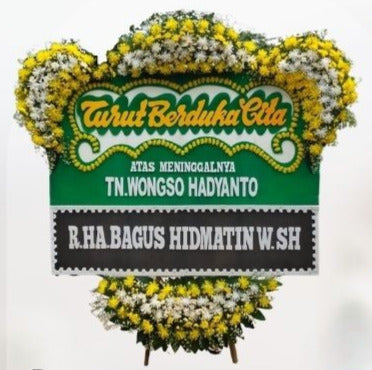 Papan Bunga Turut Berduka Cita Hijau Kuning Besar (Bp#33)