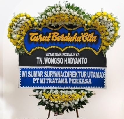 Papan Bunga Turut Berduka Cita Hitam Biru Besar (Bp#34)