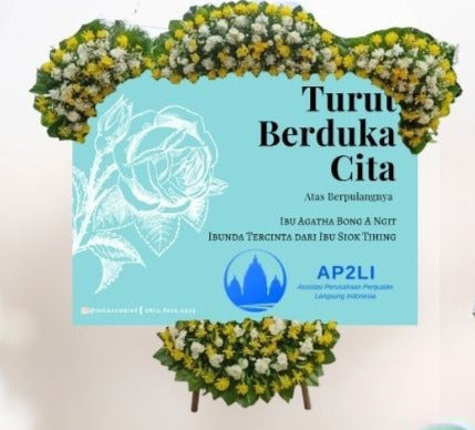 Papan Bunga Turut Berduka Cita Biru (Bp#42)