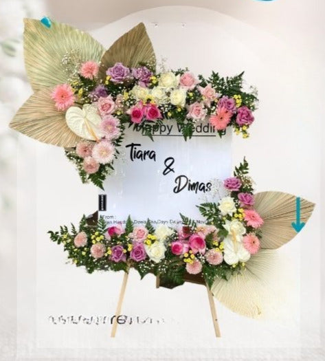 Papan Bunga Fresh Flower Happy Wedding (Bp#44)