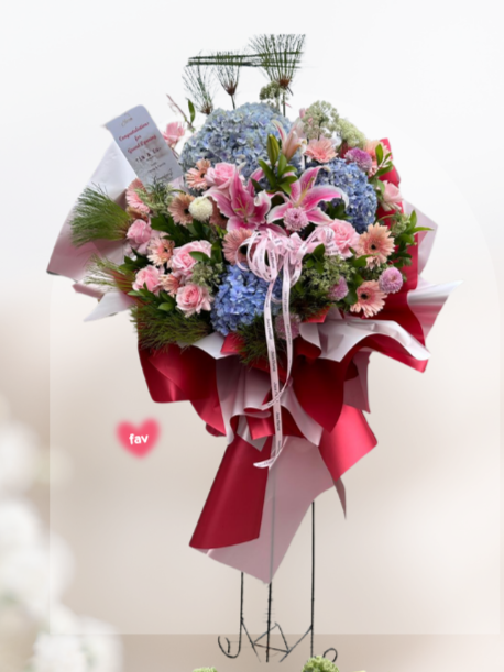 Sf#46 – Standing Flower Hydrangea Rose Lily Gerbera Pomp Gompi