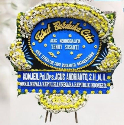 Papan Bunga Turut Berduka Cita Larger Full Flower Biru (Bp#52)