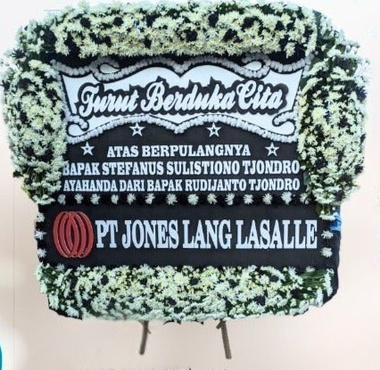 Papan Bunga Turut Berduka Cita Larger Full Flower Hitam (Bp#54)