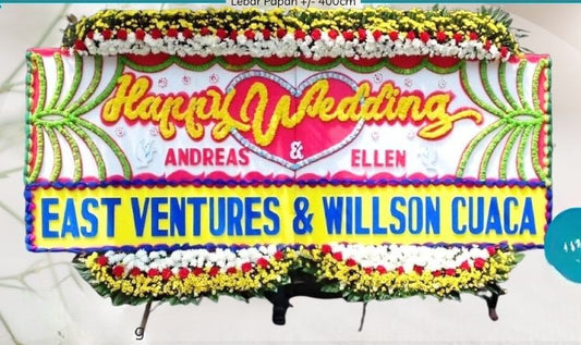 Papan Bunga Double Happy Wedding (Bp#57)