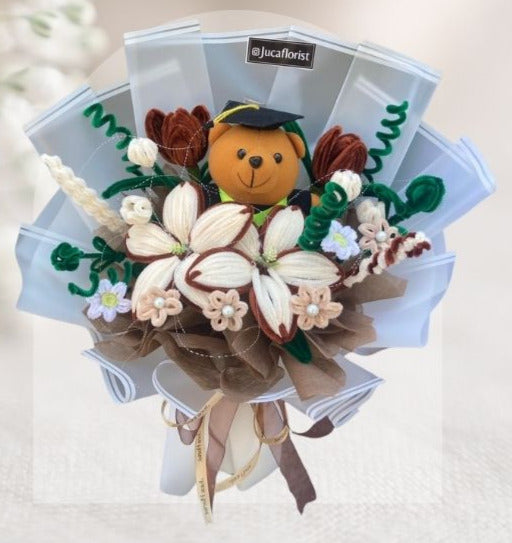 Blue Rose & Doll Graduation Bouquet HGd#58