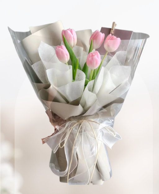 HBt#02 — White Grey Tulip Bouquet