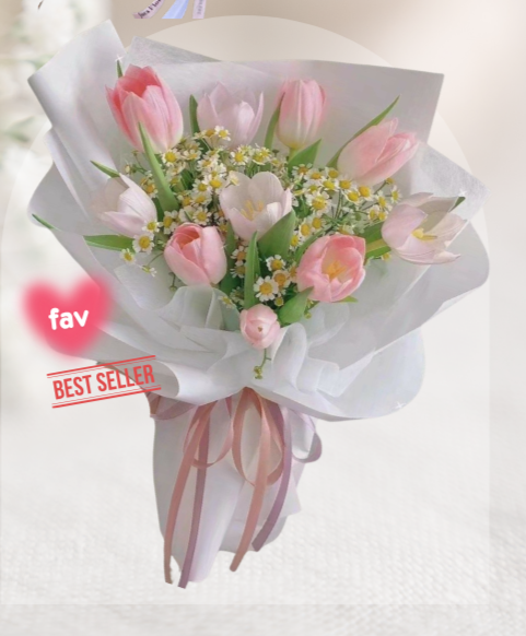 HBt#08 — Pink Tulip & Camomile Bouquet