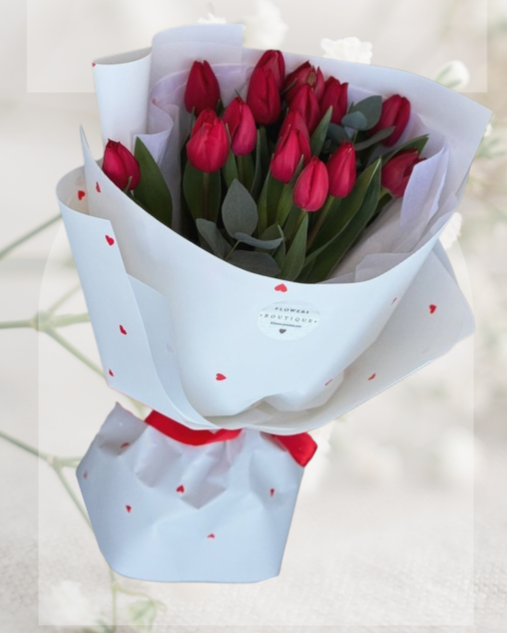 HBt#11 — Red Tulip Bouquet 15 Stems