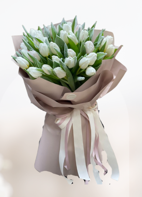 HBt#14 — White Tulip Bouquet 30 Stems