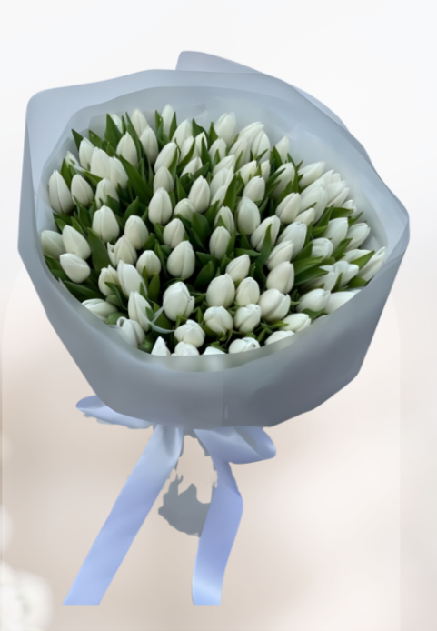 HBt#18 — White Tulip Bouquet 80 Stems