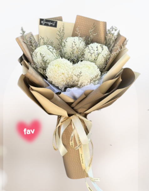 HBp#02 — 5 White Peonies Mom Bouquet