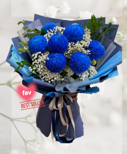 HBp#07 — 7 Blue Peony Mom Bouquet
