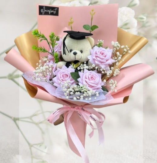 Buket Wisuda Fresh Rose and Doll HGd#07