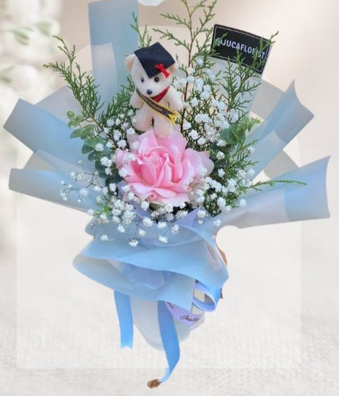Buket Wisuda Fresh Rose and Doll HGd#08