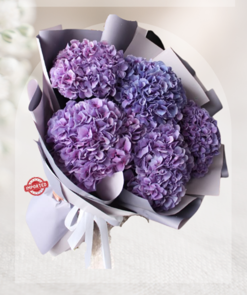 HBh#08 — 5 Large Purple Hydrangea Bouquet (Imported)