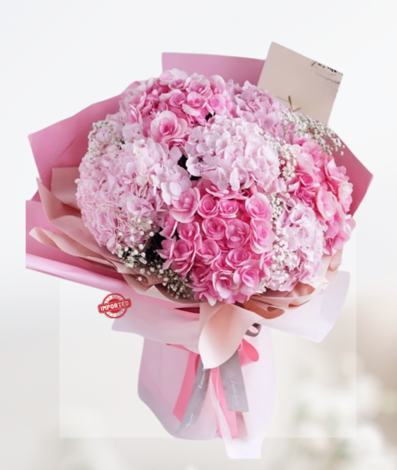 HBh#09 — 7 Large Pink Hydrangea Bouquet (Imported)