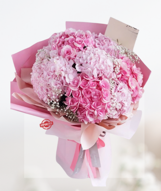 HBh#09 — 7 Large Pink Hydrangea Bouquet (Imported)