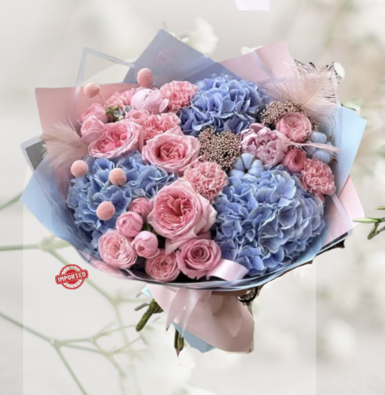 HBh#11 — 3 Big Hydrangea & 30 Mix Flower Bouquet (Imported)