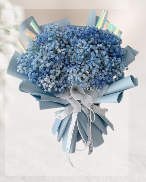 HBt#08 — 4 Steam Blue Baby Breath Bouquet