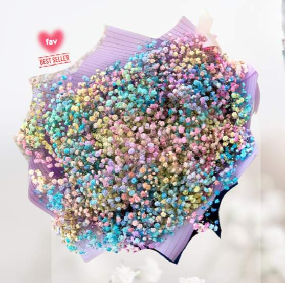 HBt#13 — 20 Steams Baby Breath Rainbow Bouquet