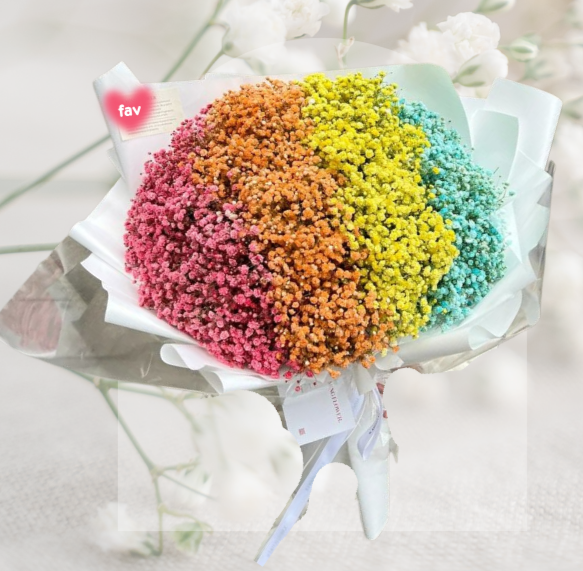 HBt#15 — 50 Steams Baby Breath Rainbow Bouquet