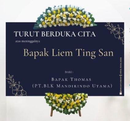Papan Bunga Turut Berduka Cita Hitam (Bp#09)