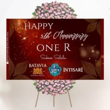 Papan Bunga Happy Anniversary Merah (Bp#10)