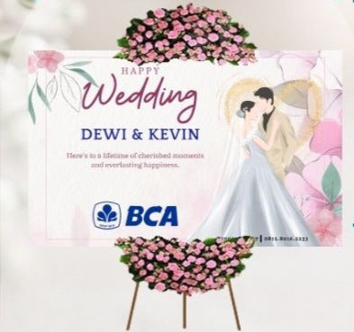 Papan Bunga Happy Wedding Putih (Bp#12)