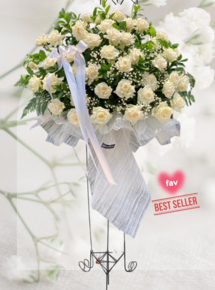 Sf#15 — Full Rose White Regular Standing Flower