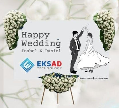 Papan Bunga Happy Wedding Putih (Bp#19)