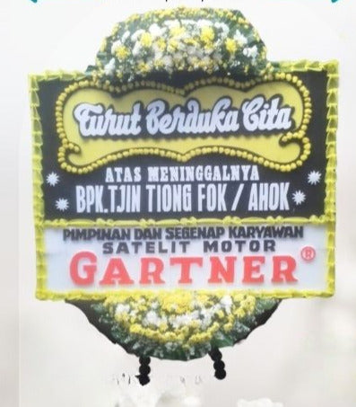 Papan Bunga Turut Berduka Cita Putih Kuning (Bp#21)