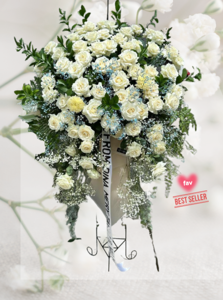 Sf#23 — Rose and Extra Baby Breath Standing Flower