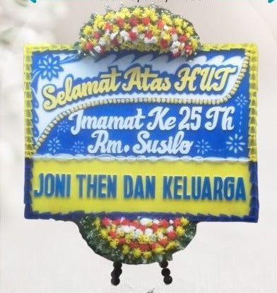Papan Bunga Selamat Kuning Biru (Bp#24)