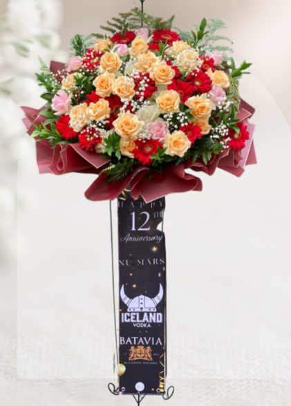 Sf#24 — Mix Roses & Gerbera with Spanduk Standing Flower