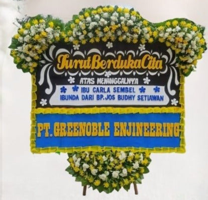 Papan Bunga Turut Berduka Cita Hitam Kuning Besar (Bp#32)